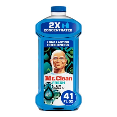 Mr. Clean All Purpose Cleaner, Floor Cleaner for Mopping Home, Bathroom, &amp; Kitchen, Cleaning Liquid for Mop &amp; Bucket, Cleaning Supplies, Multi-Surface Dilutable, Unstopables, 41oz