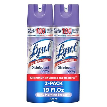 Lysol Disinfectant Spray, Sanitizing And Antibacterial Spray, For Disinfecting And Deodorizing, Early Morning Breeze, 19 Fl Oz (Pack Of 2), Packaging May Vary