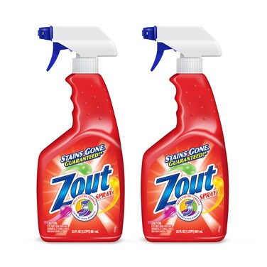 Zout Laundry Stain Remover Spray, Triple Enzyme Formula, 22 Ounce Bottles, 2-Pack