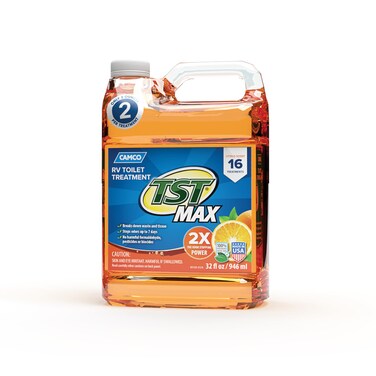 Camco TST MAX 32 oz Liquid RV Toilet Treatment - Break Down Waste and Tissue &amp; Control Unwanted Odors for Up to 7 Days - Camper &amp; RV Bathroom Essentials - Orange Scent (41191)