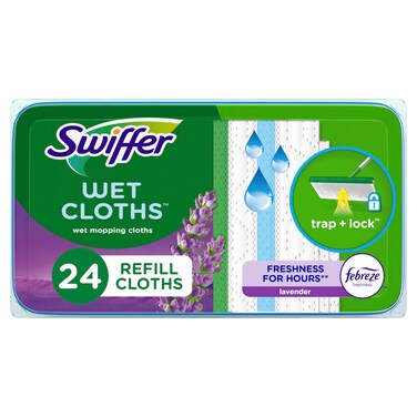 Swiffer Sweeper Wet Mopping Cloths with Febreze Freshness, Lavender Vanilla &amp; Comfort, 24 count