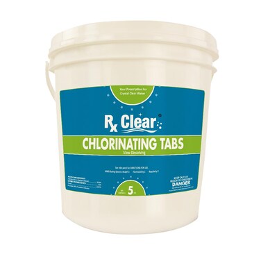 Rx Clear 1" Inch Stabilized Chlorine Tablets   5 Lbs   Use Tabs as Bactericide, Algaecide, &amp; Disinfectant in Swimming Pools   Long Lasting, Slow Dissolving, &amp; UV Protected