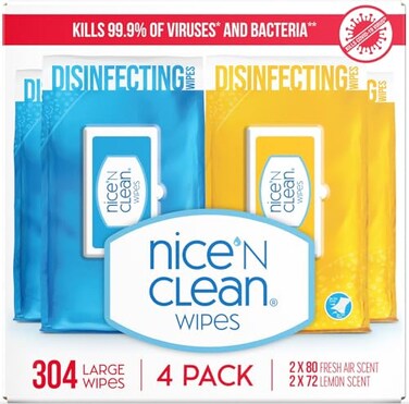 Nice 'N Clean Disinfecting Surface Wipes 304ct Cleans &amp; Disinfects Home &amp; Kitchen Surfaces Fresh &amp; Lemon Scent