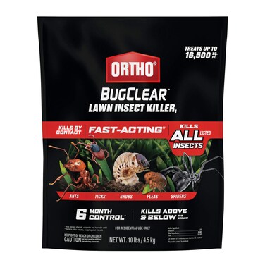 Ortho BugClear Lawn Insect Killer1, Kills Ants, Spiders, Ticks, Fleas, Armyworms and Grubs, Treats up to 16,500 sq. ft., 10 lb.