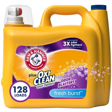Arm &amp; Hammer Plus OxiClean Odor Blasters Fresh Burst, 128 Loads Liquid Laundry Detergent, 166.5 Fl oz