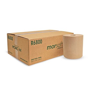 Morsoft by Morcon Paper R6800 Universal Hardwound Roll Towels, 100% Recycled Fibers, 6 Rolls X 800 ft Brown Paper Towels