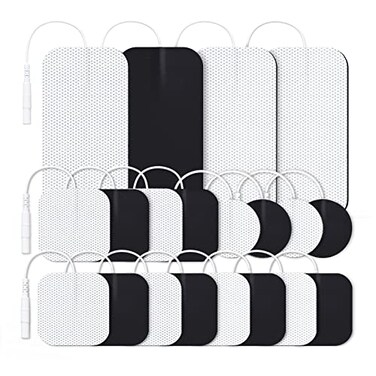 AUVON TENS Unit Replacement Pads Combination Set, 20 Packs Multiple Sizes Electrodes for TENS Unit, Reusable and Latex Free Pigtail TENS Pads for Multiple Pain Relief, 2mm Connector