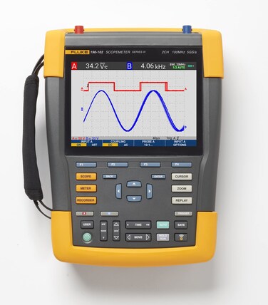 Fluke 190-102-III Color ScopeMeter, 100 MHz, 2 Channels Plus DMM/Ext. Input