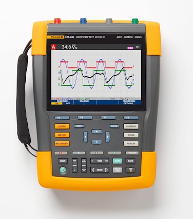Fluke 190-204-III-S Color ScopeMeter, 200 MHz, 4 Channels, with SCC-293 kit Included