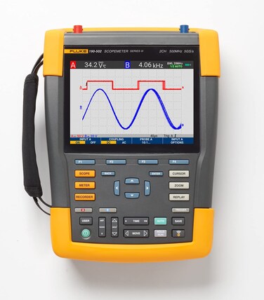 Fluke 190-502-III Color ScopeMeter, 500 MHz, 2 Channel Plus DMM/Ext, Input
