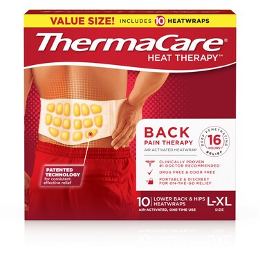 ThermaCare Advanced Back &amp; Hip Therapy Adhesive HeatWraps, Disposable Heat Therapy Patches, Heat Pads for Instant Muscle &amp; Herniated Disc Pain Relief, HSA/FSA Eligible &amp; Approved, L/XL, 10 Count