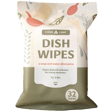 Dish Wipes   100% Biodegradable Pre-Moistened Food-Safe Camp Kitchen Wipes   A Soap-and-Water Alternative