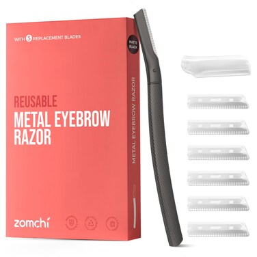 ZOMCHI Eyebrow Razor, Face Razors for Women&amp;Men, Eyebrow Trimmer Shaper with Precision Cover,Facial Shaver with 6 Blades (Black)
