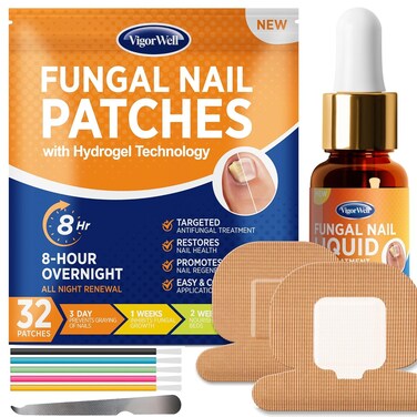 Toenail Fungus Treatment Extra Strength - Nail Fungus Treatment For Toenail Toe Nail Fungus Treatment Extra Strength - Nighttime Fungal Nail Patches &amp; Fungus Nail Treatment Liquid Set (32patches+15ml)