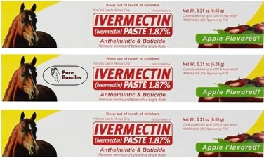 Pure Bundles Ivermectin Horse Wormer Paste - 6.08 Grams (3 Pack) + Sticker Included