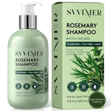 Svvimer Rosemary Hair Growth Shampoo - Thickening Shampoo with Biotin Tea Tree Oil for Hair Loss and Thinning Hair - Sulfate Free for Women and Men 11.8 Fl Oz (Pack of 1)