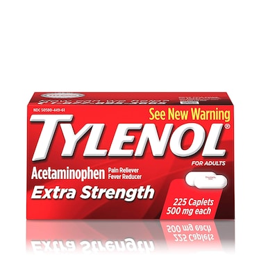 Tylenol Extra Strength Caplets with 500 mg Acetaminophen, Pain Reliever &amp; Fever Reducer, 225 ct