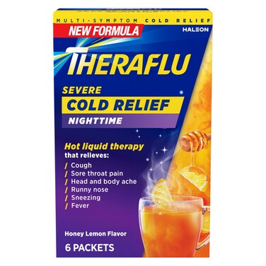 TheraFlu Nighttime Severe Cold Relief Honey Lemon Flavor Powder - 6 Ct