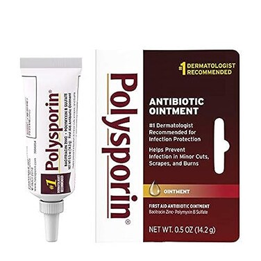 Polysporin First Aid Topical Antibiotic Skin Ointment with Bacitracin Zinc &amp; Polymyxin B Sulfate, for Infection Protection &amp; Wound Care, Neomycin-Free, Travel Size, 0.5 oz