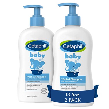 Cetaphil Baby Wash &amp; Shampoo, 13.5oz Pack of 2, Hypoallergenic, Gentle Enough for Everyday Use, Soap Free