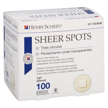 Adhesive Sheer Spot Bandage 7/8"   Durable, Breathable, and Flexible Bandages Designed for Minor Wounds, Providing Comfort and Secure Adhesion for Effective Healing - 100 per Box