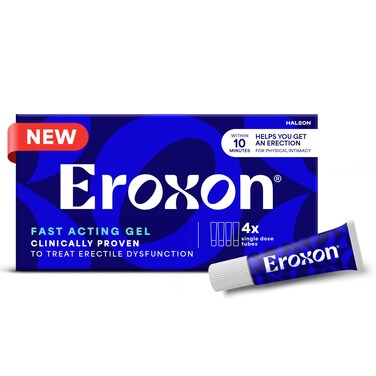 Eroxon Erectile Dysfunction Treatment Gel, New Clinically Proven Topical Gel, Helps Get an Erection Within 10 Minutes, 4 Single Use Tubes