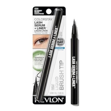 REVLON ColorStay Lash Serum + Liner, Waterproof Eyeliner, Healthier Looking Eyelashes, Smudge-Proof Flexible Brush Tip, 001 Blackest Black