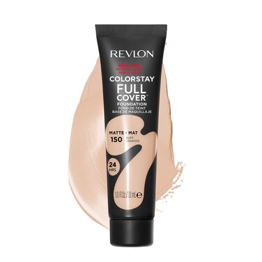 Revlon ColorStay Full Cover Longwear Matte Foundation, Heat &amp; Sweat Resistant Lightweight Face Makeup, Buff (150), 1.0 oz