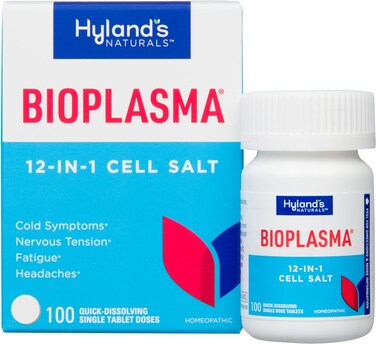 Hyland's Bioplasma Cell Salts Tablets, Natural Homeopathic Combination of Cell Salts Vital to Cellular Function, For Cold Symptoms, Nervous Tension, Fatigue and Headaches, 100 Count