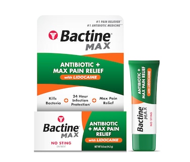 Bactine MAX Antibiotic + Pain Relieving Ointment - Antibiotic Ointment with Lidocaine - Pain + Itch Relief for Minor Cuts &amp; Scrapes &amp; Burns - Lidocaine Numbing Cream - 0.5oz