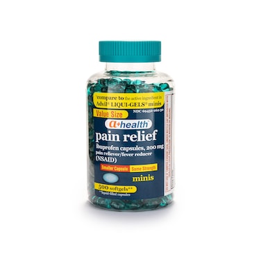 A+Health Mini Ibuprofen 200 Mg Softgels, Pain Reliever/Fever Reducer (NSAID), Made in USA, 500 Count