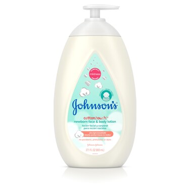 Johnson's Baby CottonTouch Newborn Baby Face and Body Lotion, Hypoallergenic and Paraben-Free Moisturization for Baby's Sensitive Skin, Made with Real Cotton, 27.1 fl. oz