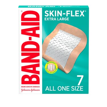 Band-Aid Brand Skin-Flex Adhesive Bandages for First Aid and Wound Care of Minor Cuts and Scrapes &amp; Burns, Flexible Sterile Bandages for Fingers &amp; Knees, Extra Large, All One Size, 7 ct