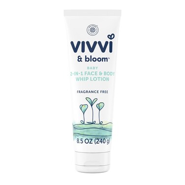 VIVVI &amp; BLOOM 2-in-1 Baby Lotion, Face and Body, for Delicate &amp; Sensitive Baby Skin, Hypoallergenic Lotion, Fragrance Free, 8.5 oz (Pack of 1)