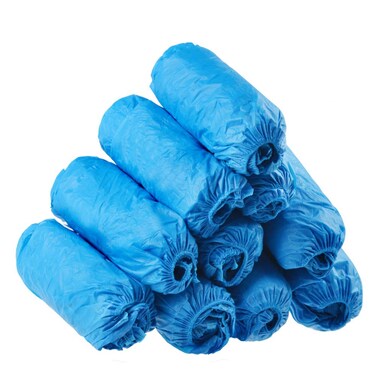 Dssiy 100 Pack Disposable Hygienic Boot &amp; Shoe Covers 100 pack(50 Pairs) Waterproof Slip Resistant Non-Slip, Durable for Construction, Workplace, Indoor Carpet Floor Protection,One Size Fits Most Blue
