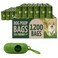 Reli. Biodegradable Dog Poop Bags w/Holder (1200 Count - 80 Rolls Bulk)   Leash Clip Dispenser   9x13" Large Dog Bags for Poop   Green Eco-Friendly Oxobiodegradable Waste Disposal Refills (Unscented)