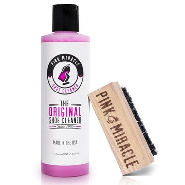 Pink Miracle Shoe Cleaner Kit Bottle Fabric Cleaner for Leather, Whites, and Nubuck Sneakers (8 Oz)