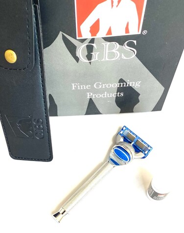G.B.S 5 Blades Compatible Razor with Chrome Handle, Case and Styptic Powder