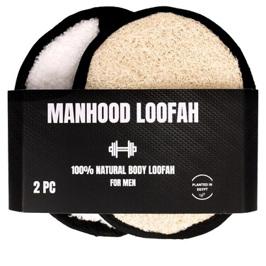 Rugged Natural Shower Loofah for Men - Tough Eco-Friendly Exfoliating Body Scrubbers, Durable &amp; Gentle Terry Towel Cloth pad for Manly Skin Care - Lufas, Luffa, Loufas Sponges