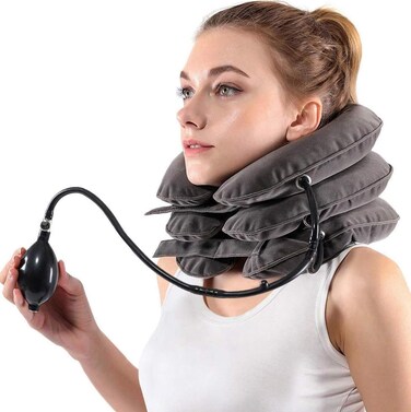 S Cervical Neck Traction Device for Instant Neck Pain Relief - Inflatable &amp; Adjustable Neck Stretcher Neck Support Brace, Neck Traction Pillow for Home Use Neck Decompression