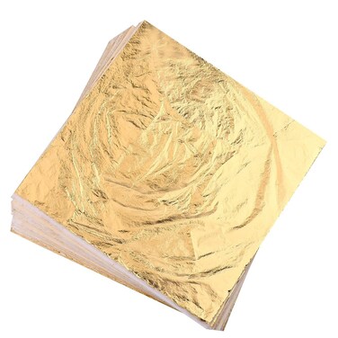 Homepal 100pcs Imitation Gold Leaf for Arts, Gilding Crafting, Painting, Furniture Decoration, Imitation Gold Foil Sheets 5.5" x 5.5