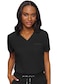 Med Couture Women's V-Neck Scrub Top, Modern Fit Tuck-in Top with Stretchy Rib-Knit Shoulders and Chest Pocket - MC7448, Black, Medium