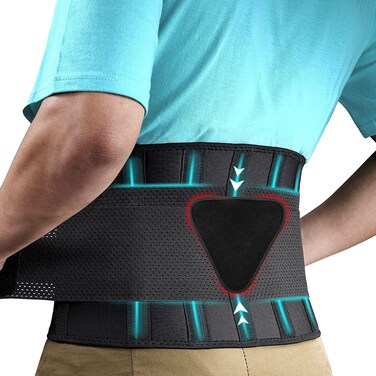 FEATOL Back Brace Support Belt-Lumbar Support Back Brace for Back Pain, Sciatica, Scoliosis, Herniated Disc Adjustable Support Straps-Lower Back Brace with Removable Lumbar Pad for Men &amp; Women