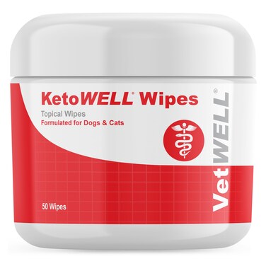 KetoWELL Topical Wipes with Ketoconazole for Dogs &amp; Cats Pet Wipes - 50 Count