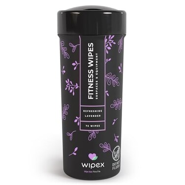 Wipex Gym Wipes &amp; Fitness Equipment Wipes, Natural Lavender &amp; Vinegar Wipes to Clean the Grime off Yoga Mats, Weight Machines &amp; Surfaces, Spinning &amp; Peloton Bikes, 75 Count (Pack of 1)