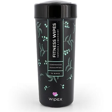 Wipex Fitness Equipment Wipes   Use as Gym Wipes for Equipment, Yoga Mat Cleaner, Peloton Bike Cleaner, Exercise Machine Wipes   Lemongrass, Eucalyptus, 75 Natural Wipes per Canister