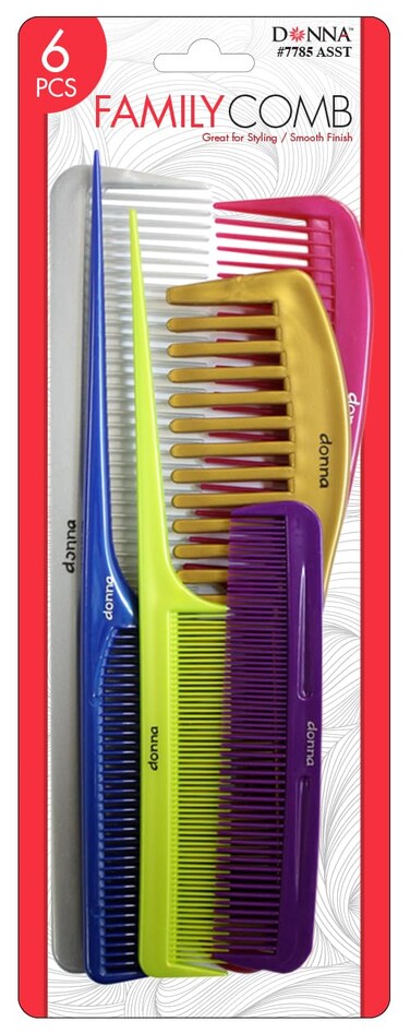 DONNA PREMIUM PEARL COMBO COMBS, Great for All Hair Type, Hair Styling Comb for Women, Men and Salon, 1PC (Family)