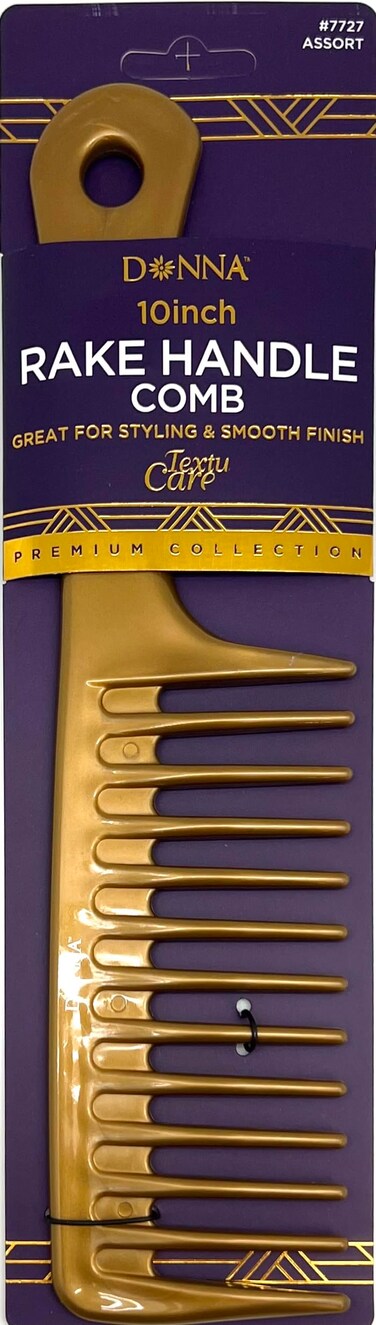 DONNA Rake Handle Comb 10inch, Tooth Comb Detangles Wet or Dry Hair Yellow Color
