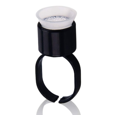 Jafirous 100PCS Portable Tattoo Pigment Ring Cap Microblading Glue Ink Ring Cup Sponge Inside Holder Permanent Makeup Cosmetic Accessories (Black)