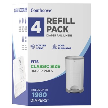 Comficove Refills Compatible with DEKOR CLASSIC Diaper Pails   4 Pack   Extra Thick Diaper Pail Refill Liners   Fresh Scent   Easy to Replace and Dispose of Diaper Bag   Odorless Baby Diapers Disposal